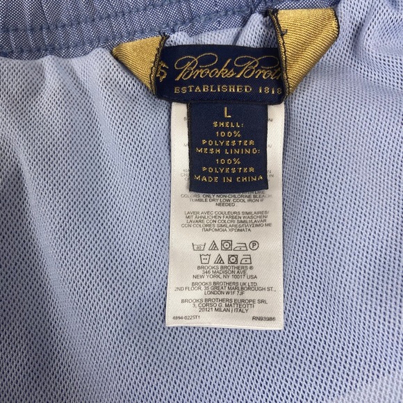 Brooks Brothers Men's Size L Striped Swim Trunks Shorts Blue Red Lined Logo - Picture 6 of 9